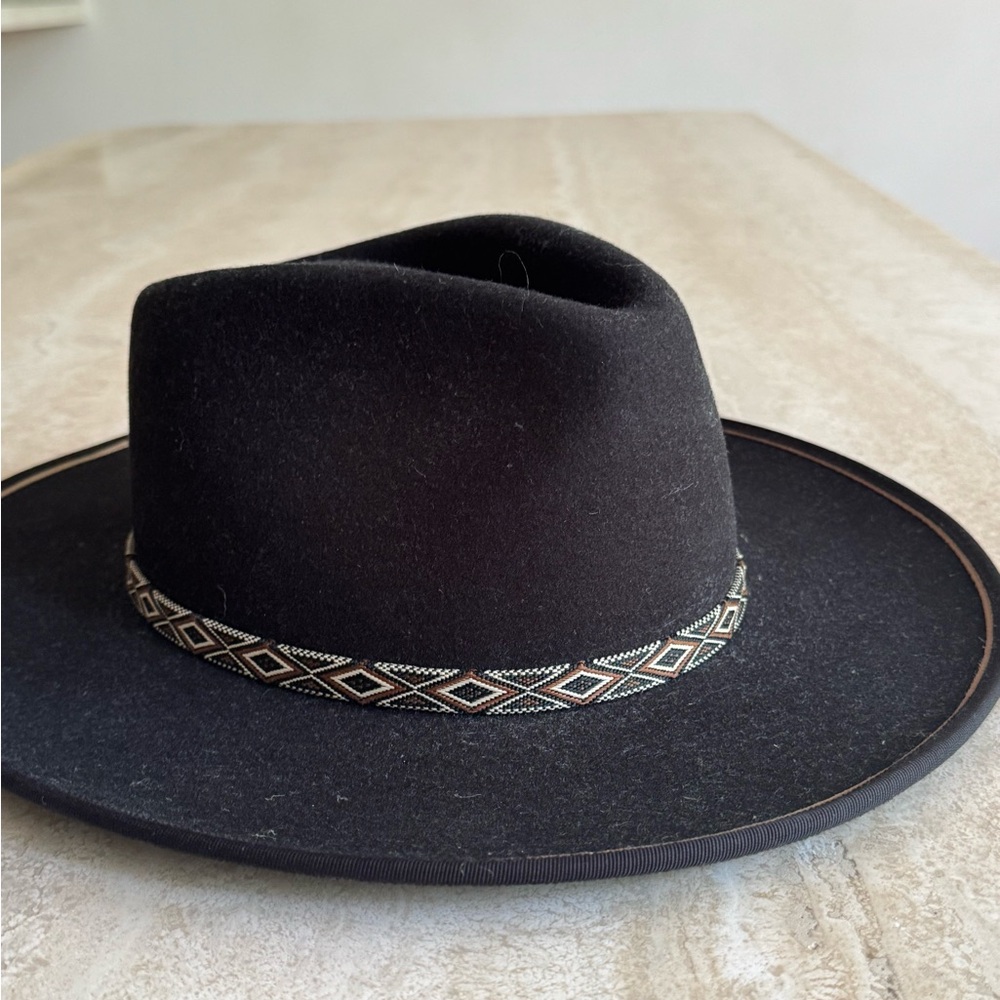Goorin Bros Tubular - Black Fedora Hat with Patterned Band